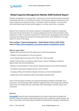 2021 Capacity Management Industry Global Analysis Report