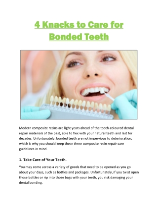4 Knacks to Care for Bonded Teeth