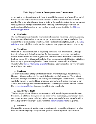 Top 5 Common Consequences of Concussions