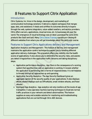 8 Features to Support Citrix Application