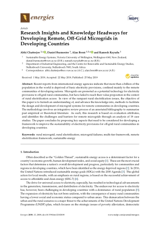 Sunil Vethody- Research Insights & Knowledge Headways for Developing Remote, Off-Grid Microgrids in Developing Countries