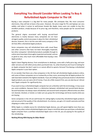 Everything You Should Consider When Looking To Buy A Refurbished Apple Computer In The UK