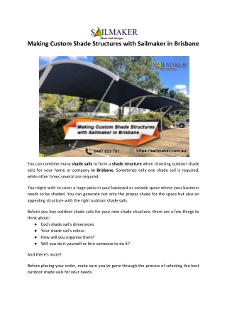 Making Custom Shade Structures with Sailmaker in Brisbane