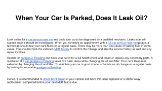 When Your Car Is Parked, Does It Leak Oil_