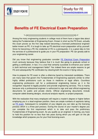 Benefits of FE Electrical Exam Preparation