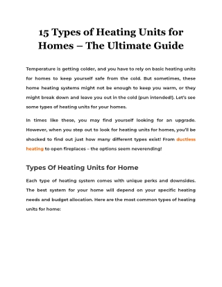 15 Types of Heating Units for Homes – The Ultimate Guide
