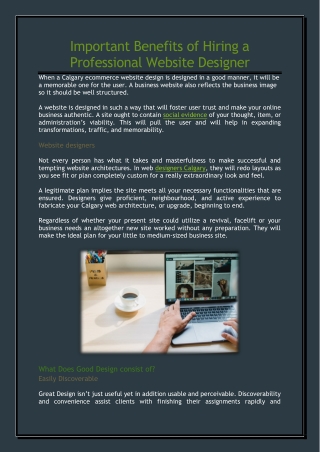Important Benefits of Hiring a Professional Website Designer