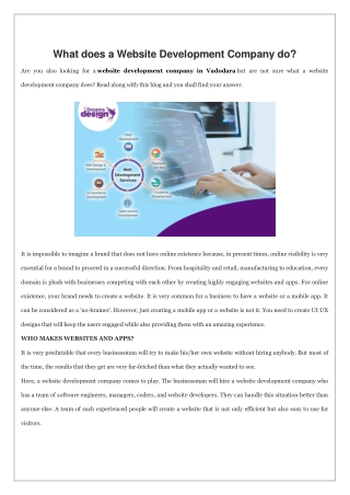 What does a Website Development Company do?