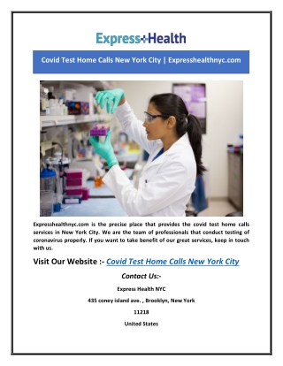 Covid Test Home Calls New York City | Expresshealthnyc.com
