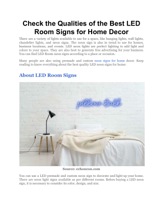 Check the Qualities of the Best LED Room Signs for Home Decor