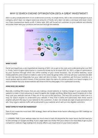 WHY IS SEARCH ENGINE OPTIMIZATION (SEO) A GREAT INVESTMENT