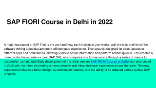 SAP FIORI Course in Delhi in 2022
