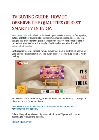 TV BUYING GUIDE_ HOW TO OBSERVE THE QUALITIES OF BEST SMART TV IN INDIA
