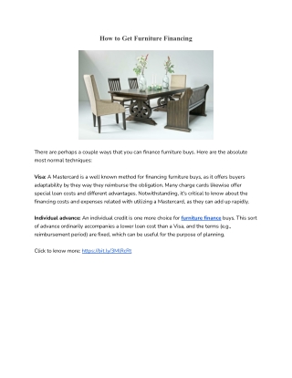 How to Get Furniture Financing