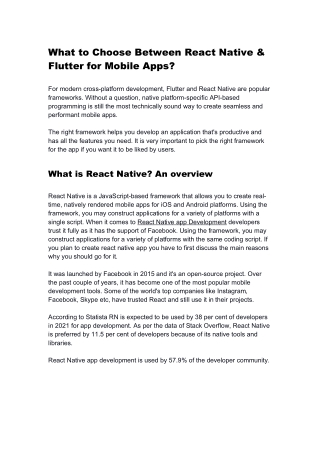 CHOOSE BETWEEN FLUTTER AND REACT NATIVE