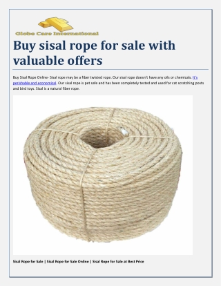 Buy sisal rope for sale with valuable offers |  254789957152