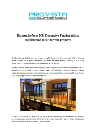 Balustrade fence NZ - Decorative Fencing adds a sophisticated touch to your prop