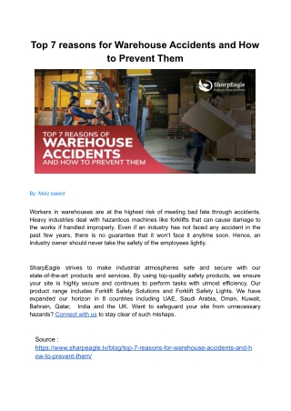 Top 7 reasons for Warehouse Accidents and How to Prevent Them