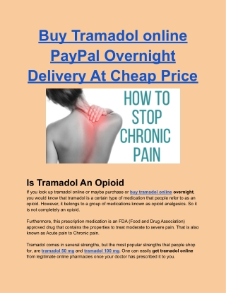 Buy Tramadol online PayPal Overnight Delivery At Cheap Price