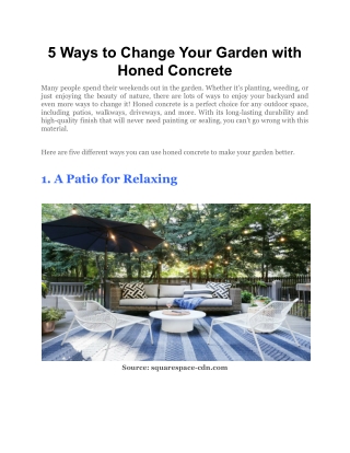 5 Ways to Change Your Garden with Honed Concrete