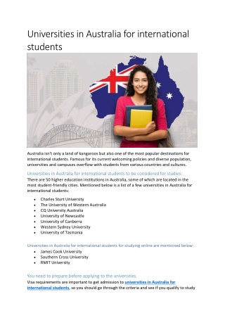 Universities in Australia for international students