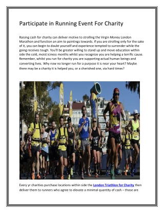 Participate in Running Event for Charity