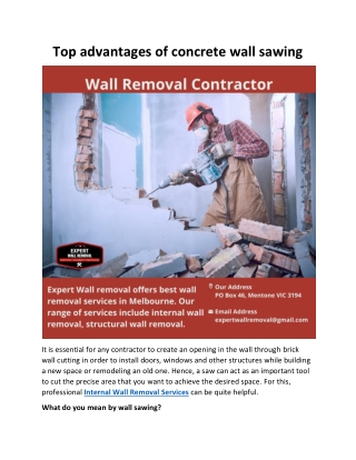 Top advantages of concrete wall sawing