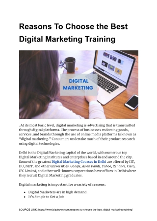 Reasons To Choose the Best Digital Marketing Training