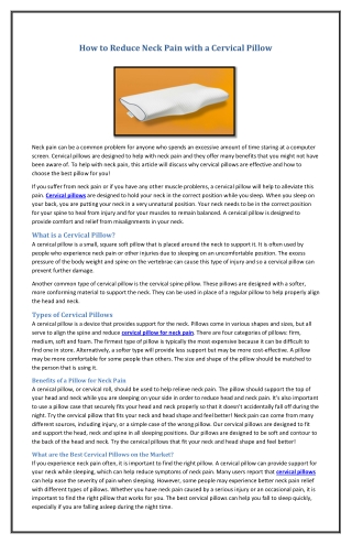 How to Reduce Neck Pain with a Cervical Pillow