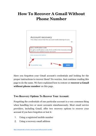 Fix To Recover Gmail Without Phone Number - Easy Steps