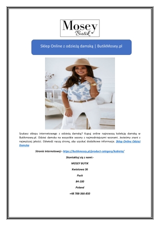 Sklep Online z odzieżą damską | ButikMosey.pl