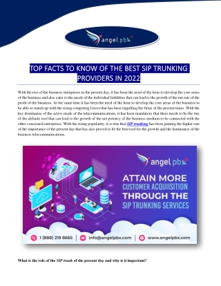 TOP FACTS TO KNOW OF THE BEST SIP TRUNKING PROVIDERS IN 2022