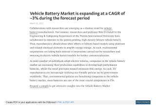 Vehicle Battery Market Analysis, Outlook 2020 - 2030
