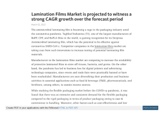 Lamination Films Market to Reach Valuation of US$ 12.3 Bn by 2029