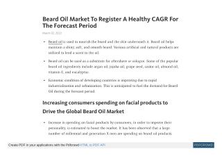 Beard Oil Market Demand and Research Insights by 2031
