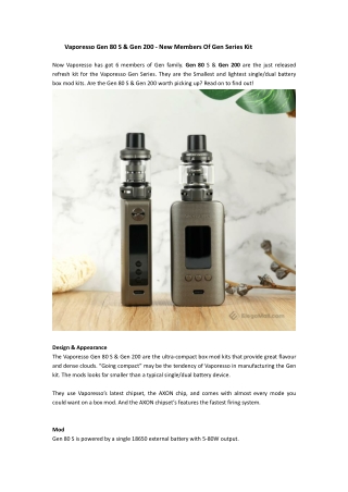 Vaporesso Gen 80 S & Gen 200 Review - New Members Of Gen Series Kit