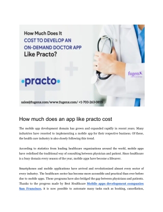 How much does an app like Practo cost