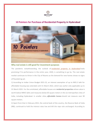 10 Points to Purchase Residential Property in Hyderabad