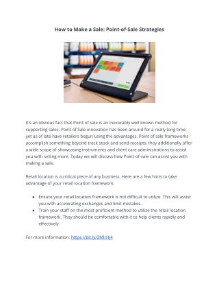 How to Make a Sale: Point-of-Sale Strategies