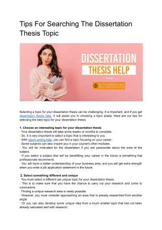 Tips For Finding The Best Dissertation Thesis Topic