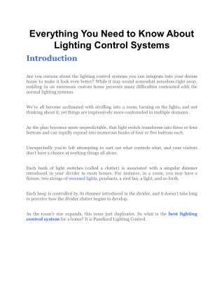 Everything You Need to Know About Lighting Control Systems
