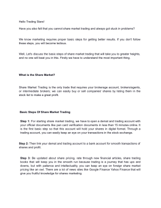 What is share market and their steps