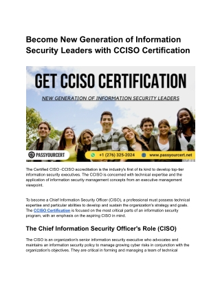 Become New Generation of Information Security Leaders with CCISO Certification