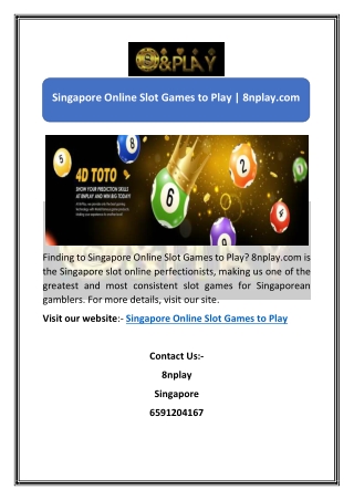 Singapore Online Slot Games to Play | 8nplay.com