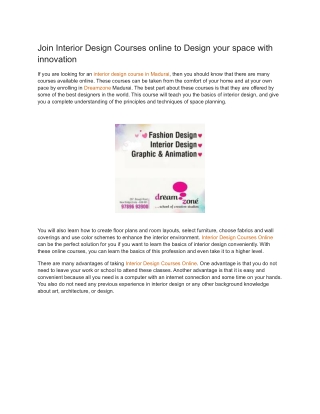 Join Interior Design Courses online to Design your space with innovation