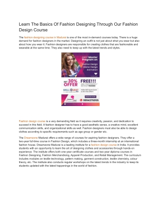 Learn The Basics Of Fashion Designing Through Our Fashion Design Course