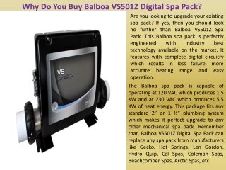 Why Do You Buy Balboa VS501Z Digital Spa Pack?