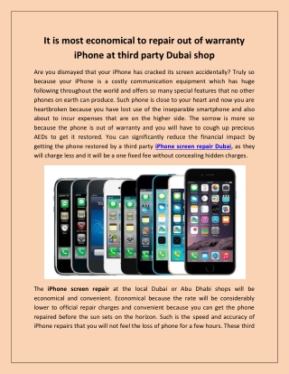 It is most economical to repair out of warranty iPhone at third party Dubai shop