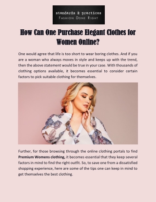 Buy Stylish Premium Women's Clothing Online | Standards & Practices