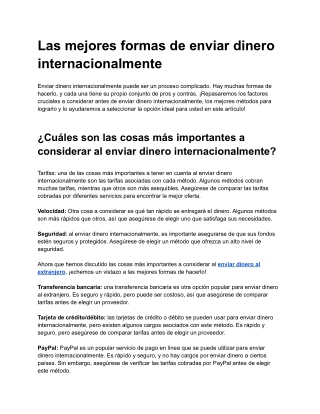 Las mejores formas de enviar dinero internacionalmente